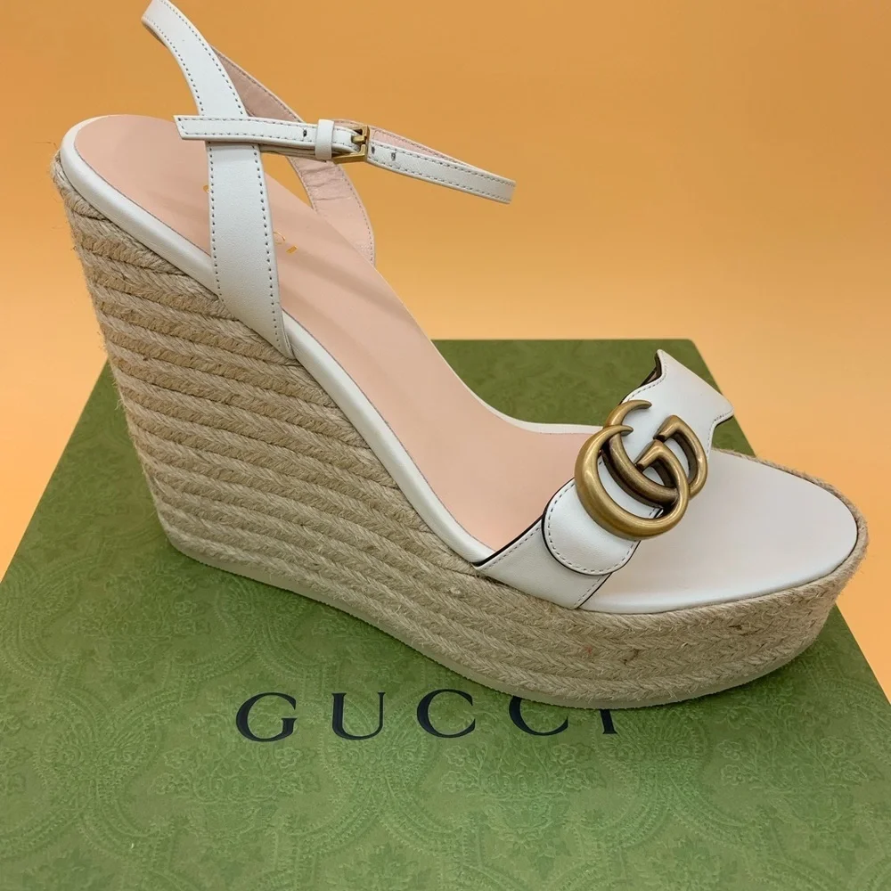 Gucci Lifford Double G Logo Espadrilles Sandals size 41.5